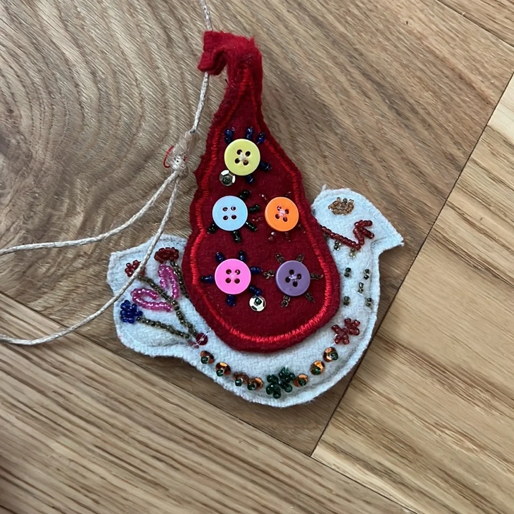 Bohemian Embroidered and Beaded Christmas Garland.